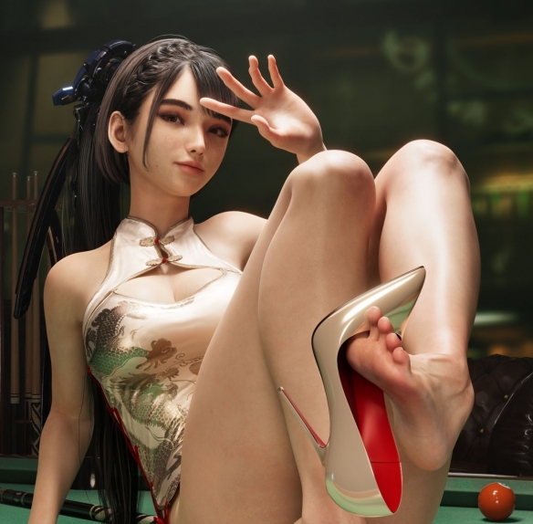 《剑星》中的伊芙3D图像欣赏：她那修长的美腿和精致的玉足令人垂涎欲滴！